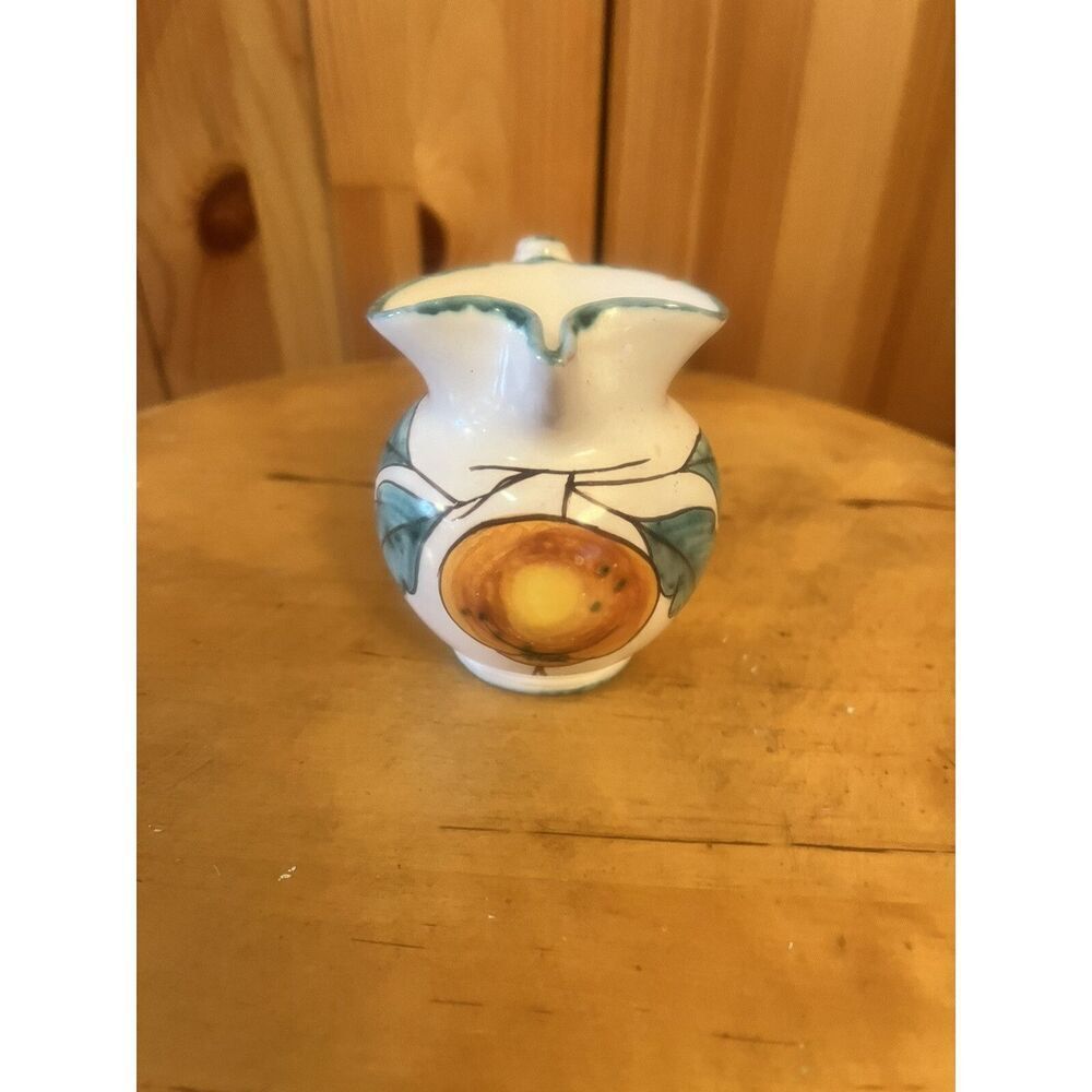 Vintage Ceramic Pottery Mini Jug Pitcher Hand Painted Made in Italy 3” (6079)
